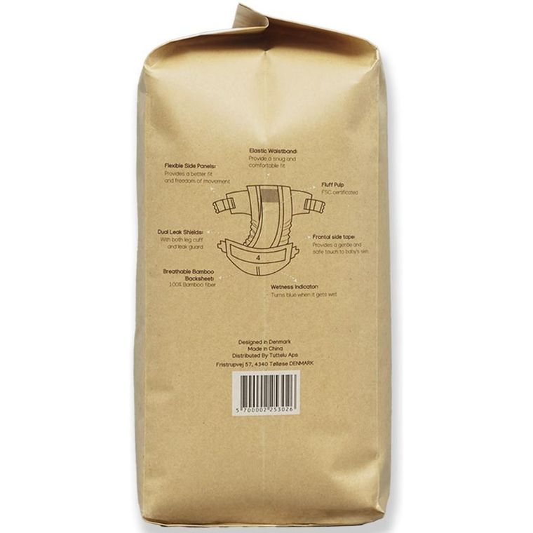 Tuttelu, bambusowe pieluszki jednorazowe, rozmiar 4, 7-11 kg, 24 szt.