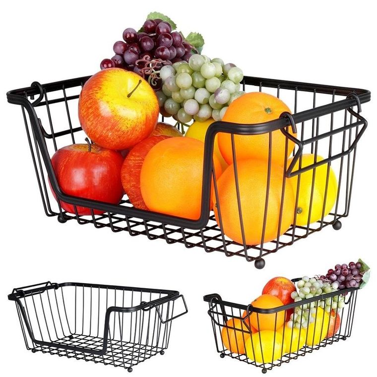 Vilde, koszyk na owoce i warzywa, metalowy, czarny loft, 32-20-13.5 cm