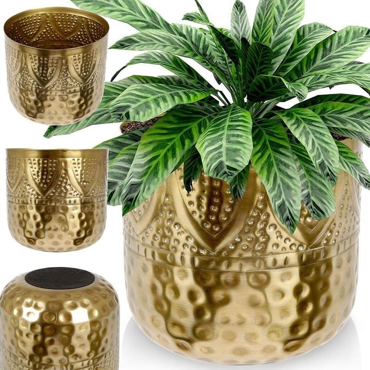 Vilde, osłonka doniczka, metalowa, złota, 19-18 cm