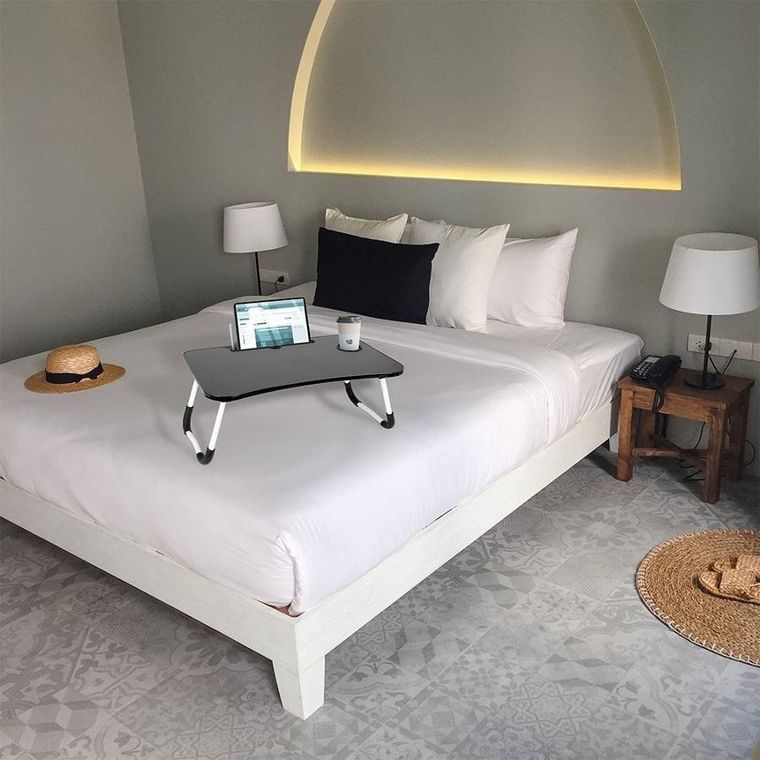 Vilde, stolik śniadaniowy do łóżka, pod laptop, składany, szary