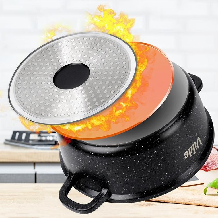 Vilde, Terruna Aroma, garnek ze szklaną pokrywką, granitowy, 20 cm, 2,1l