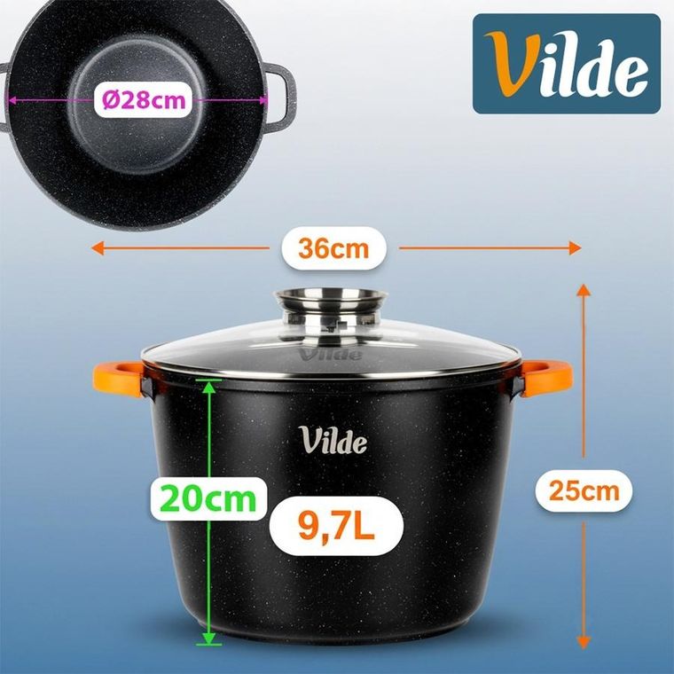 Vilde, Terruna Aroma, garnek ze szklaną pokrywką, granitowy, 28 cm, 9,7l