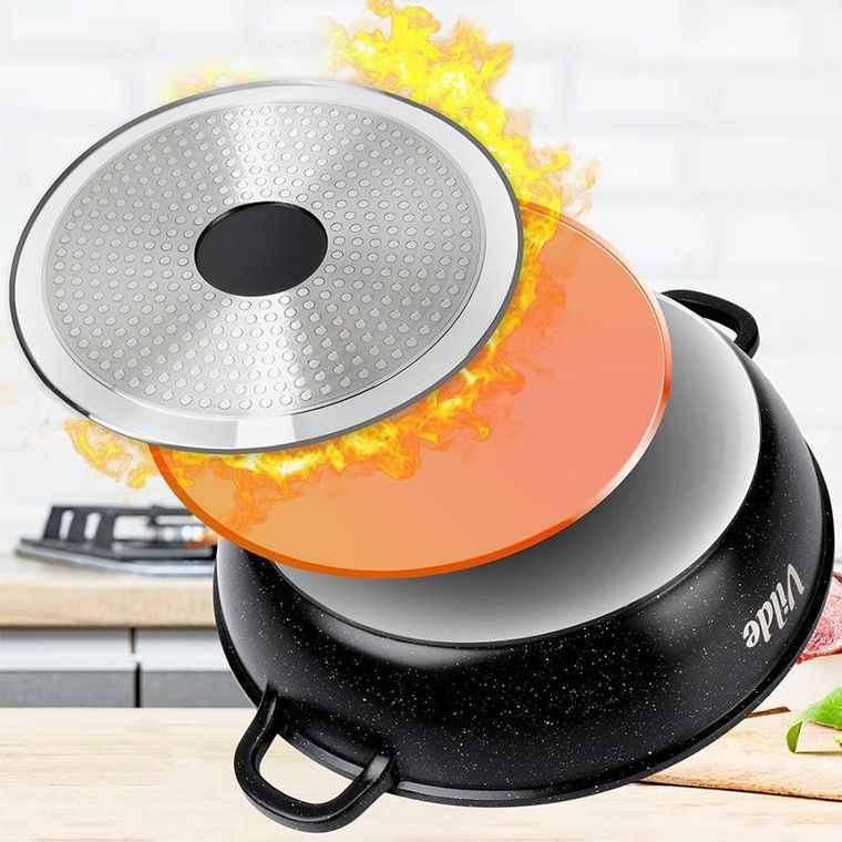 Vilde, Terruna Aroma, patelnia granitowa, ze szklaną pokrywką, głęboka, 28 cm, 3,3l