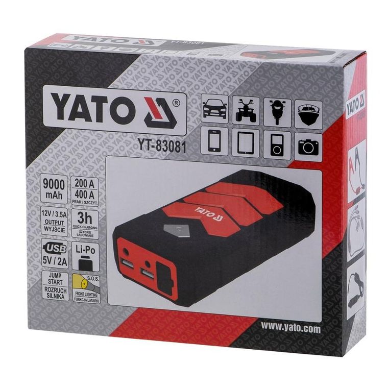 Yato, powerbank z funkcją rozruchu, 9000mAh