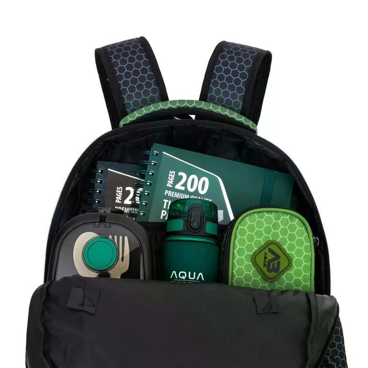 Abag, plecak szkolny, 3-komorowy, hexagon green ombre