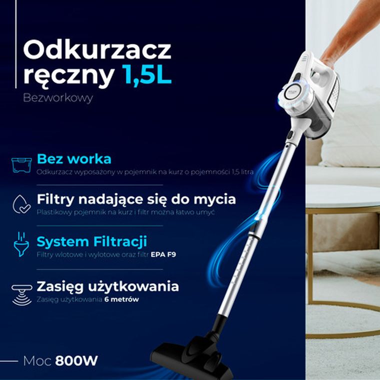 Adler, odkurzacz ręczny, biały, AD 7036W