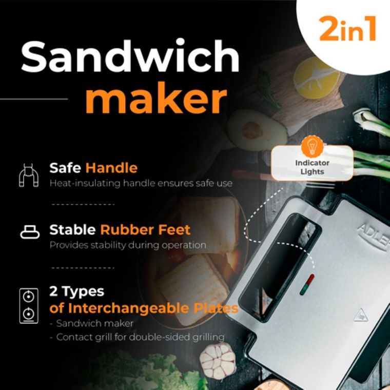 Adler, opiekacz do kanapek 2w1