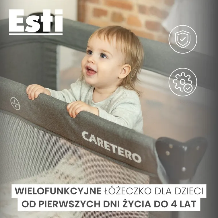 Caretero, Esti, łóżeczko turystyczne z opuszczanym bokiem, Brown