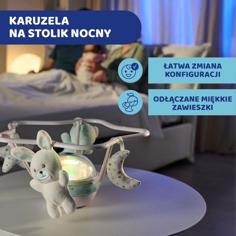 Chicco, First Dreams, karuzela do łóżeczka, 3w1, rainbow, niebieska