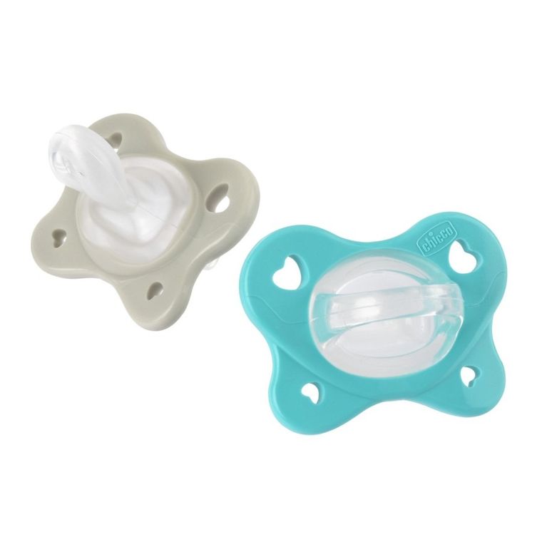 Chicco, PhysioForma Dual Soft, smoczek uspokajający, silikonowy, niebieski, 6-16m, 2 szt.