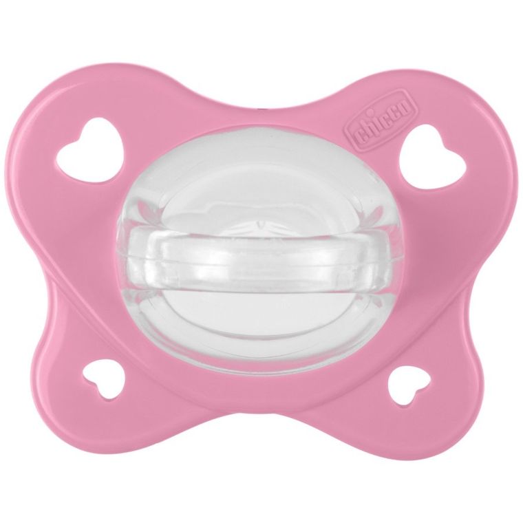Chicco, PhysioForma Dual Soft, smoczek uspokajający, silikonowy, różowy, 6-16m, 2 szt.