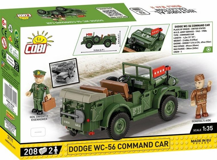 Cobi, Historical Collection WWII, Dodge WC-56 Command Car, 1:35, klocki, 208 elementów