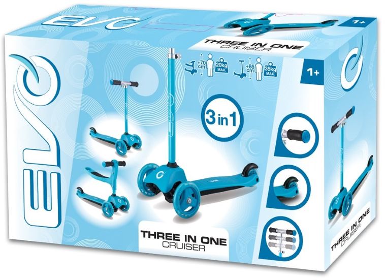 EVO, jeździk i hulajnoga 2w1, jasnoniebieska