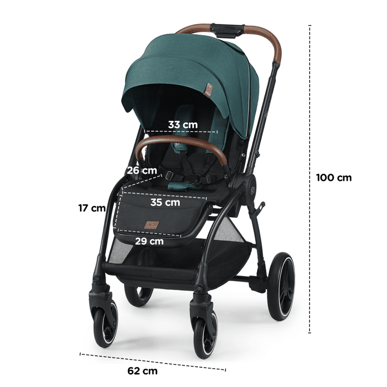 Kinderkraft, Evolution Cocoon, wózek wielofunkcyjny 2w1, Midnight Green