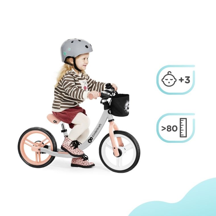 Kinderkraft, Space 2021, rowerek biegowy, Peach Coral