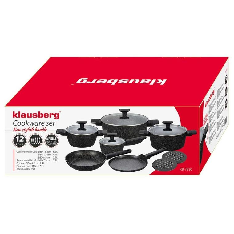 Klausberg, zestaw garnków marmurkowych, 12 elementów