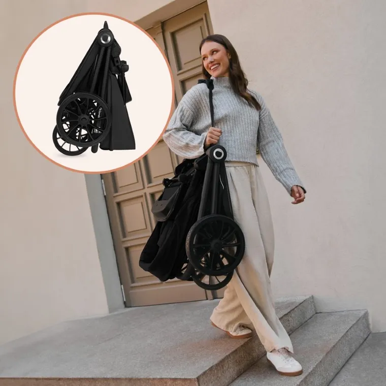 Lionelo, Mika Plus, wózek wielofunkcyjny 3w1, Black Onyx