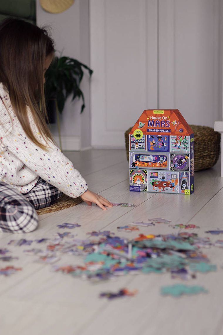 Mudpuppy, Dom na Marsie, puzzle konturowe, 100 elementów