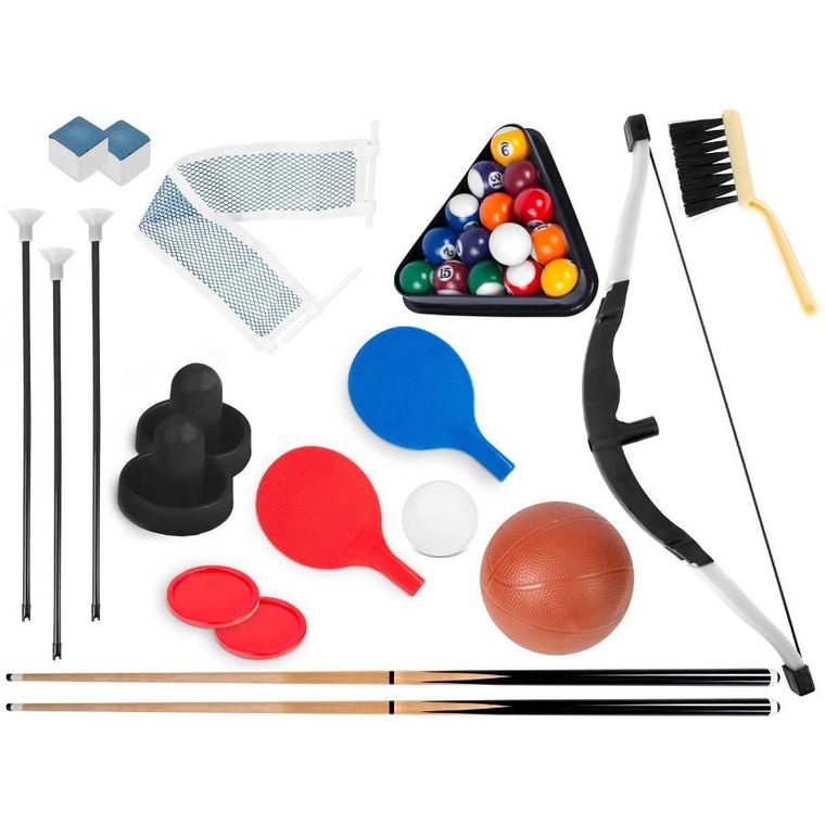 Neo-Sport + stół do gier 5w1: cymbergaj + ping-pong + bilard + koszykówka + łuk z tarczą