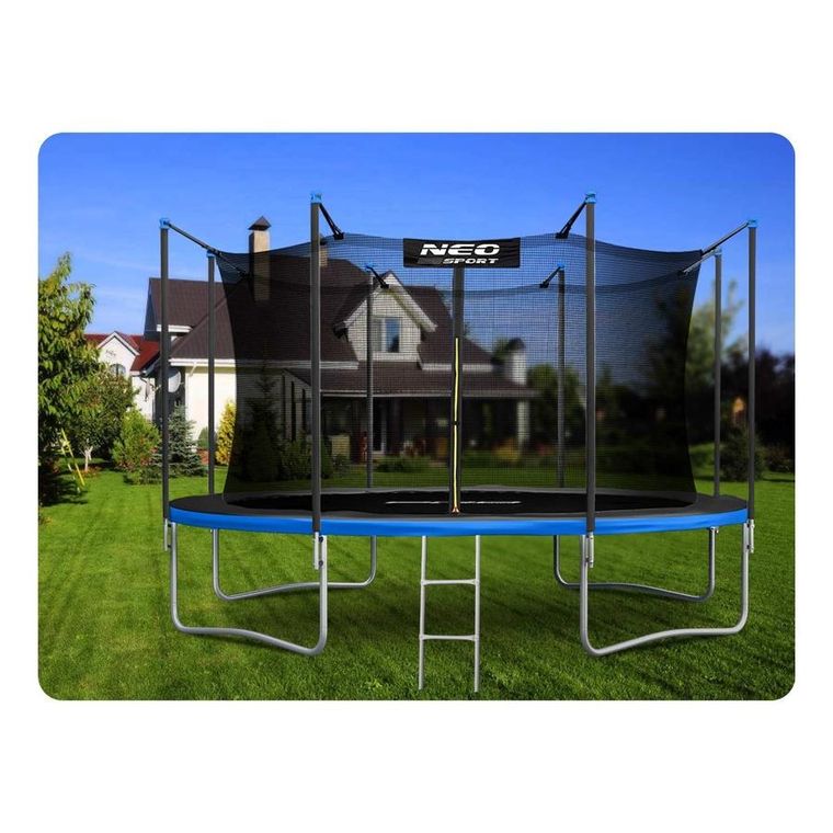 Neo-Sport, trampolina ogrodowa z siatką wewnętrzną i drabinką, 12ft/374 cm