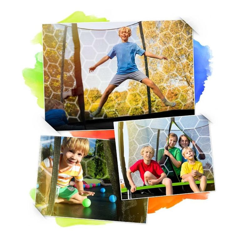 Neo-Sport, trampolina ogrodowa z siatką wewnętrzną i drabinką, 8ft/252 cm