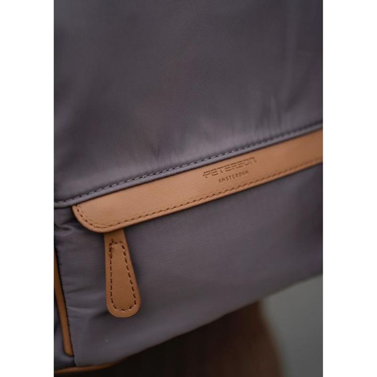 Plecak miejski, szary, skóra ekologiczna, Peterson