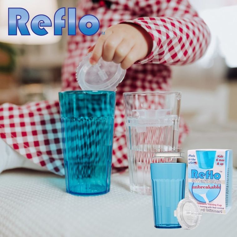 Reflo, kubek do nauki picia, niebieski, 280 ml