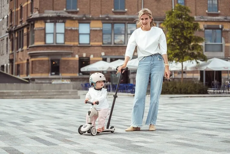 Scoot & Ride, Highwaykick 1, Push and Go, jeździk i hulajnoga z rączką do prowadzenia 2w1, Ash