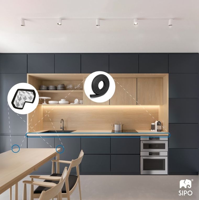 Sipo, piankowa taśma zabezpieczająca ostre krawędzie mebli, 2 metry, czarna