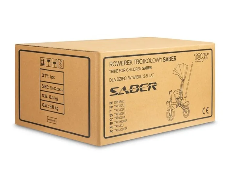 Toyz, Saber, rowerek 3-kołowy, light pink