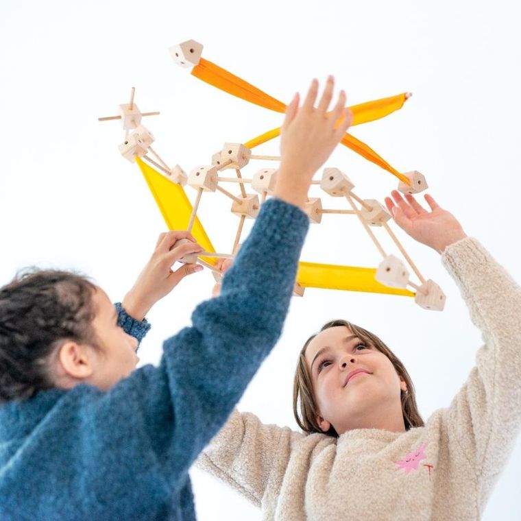 Trigonos, Mini Trigonos L, drewniane klocki konstrukcyjne, 130 elementów