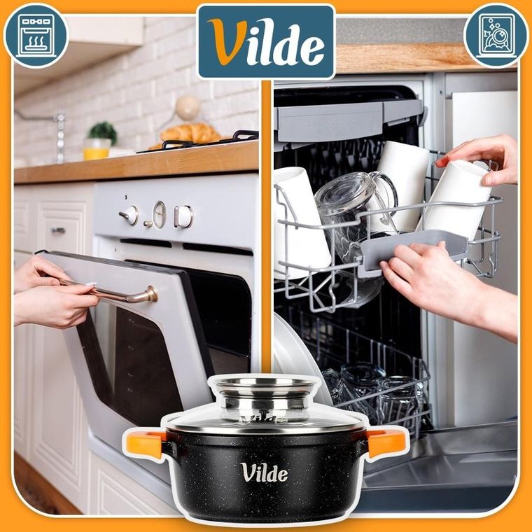 Vilde, Terruna Aroma, garnek ze szklaną pokrywką, granitowy, 16 cm, 1,2l