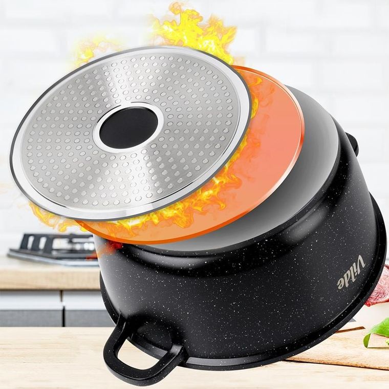 Vilde, Terruna Aroma, garnek ze szklaną pokrywką, granitowy, 24 cm, 4l