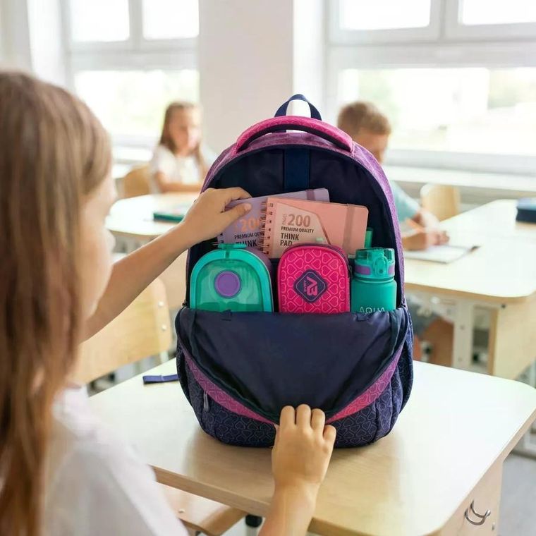 Abag, plecak szkolny, 3-komorowy, hexagon pink ombre