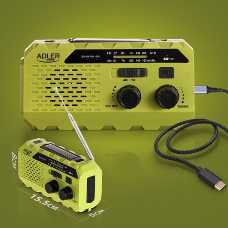 Adler, radio solarne z korbką ręczną