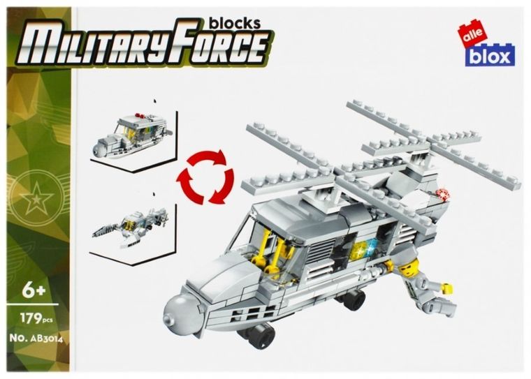 Alleblox, helikopter wojskowy, klocki konstrukcyjne, 179 elementów