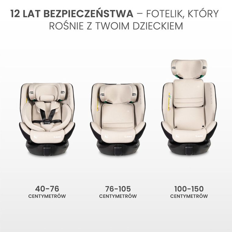 Caretero, Lumi, i-Size, fotelik samochodowy, beige, 40-150 cm