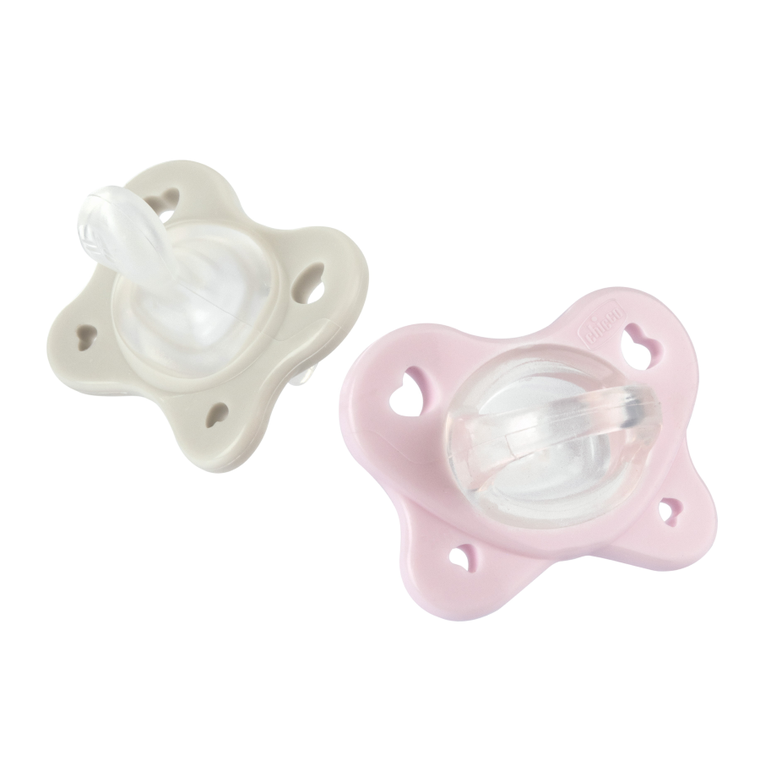 Chicco, PhysioForma Dual Soft, smoczek uspokajający, silikonowy, różowy, 2-6m, 2 szt.