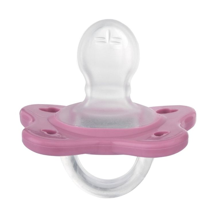 Chicco, PhysioForma Dual Soft, smoczek uspokajający, silikonowy, różowy, 6-16m, 2 szt.