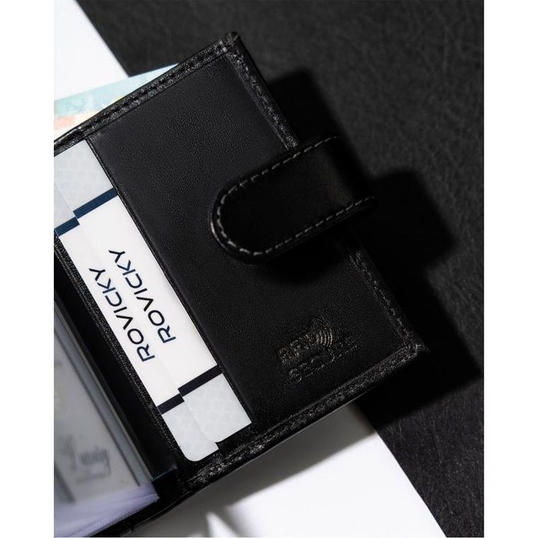 Etui na dokumenty, czarne, skórzane, Rovicky