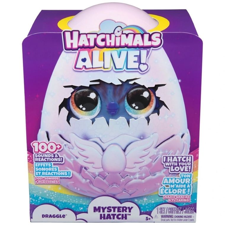 Hatchimals, Mystery Hatch, Draggle, smok, maskotka interaktywna w jajku
