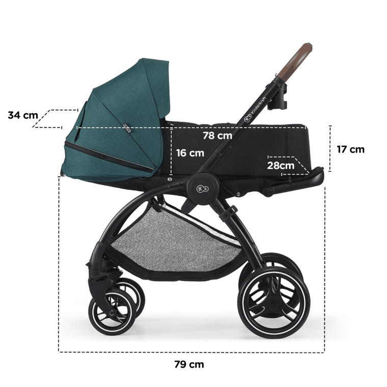 Kinderkraft, Evolution Cocoon, wózek wielofunkcyjny 2w1, Midnight Green