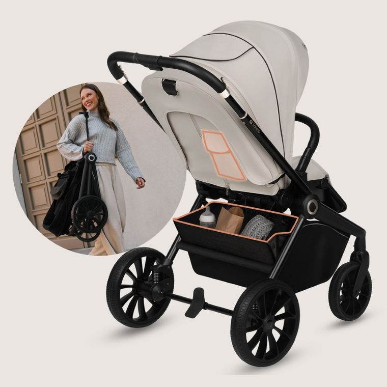 Lionelo, Mika Plus, wózek wielofunkcyjny, 3w1, Beige Sand