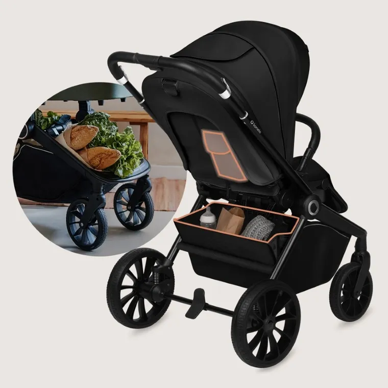 Lionelo, Mika Plus, wózek wielofunkcyjny 3w1, Black Onyx