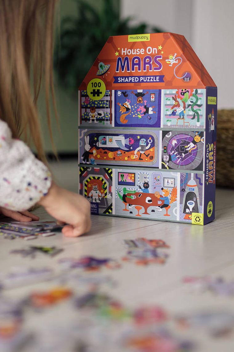 Mudpuppy, Dom na Marsie, puzzle konturowe, 100 elementów