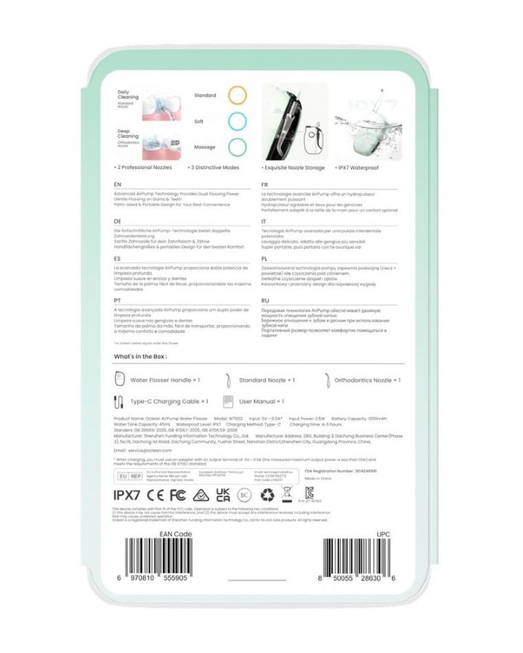 Oclean, irygator podróżny A10, zielony