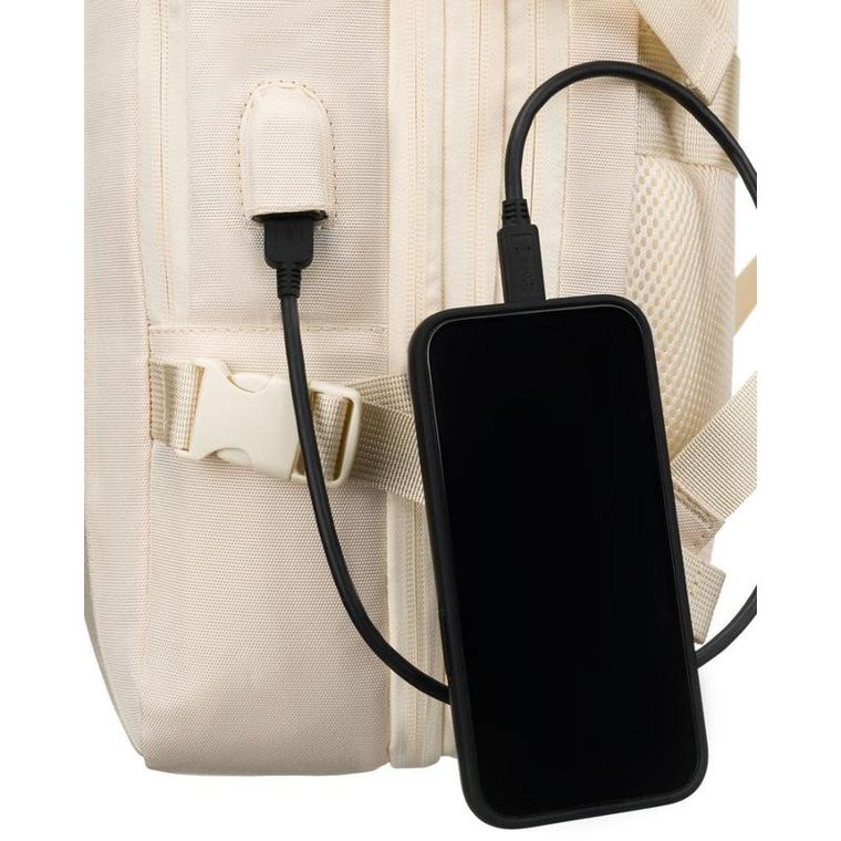 Peterson, plecak podróżny z siatkowaną przegrodą i paskami kompresyjnymi, ecru