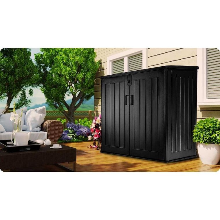 Plonos, skrzynia ogrodowa, czarna, 116-112,5-71 cm, 775l