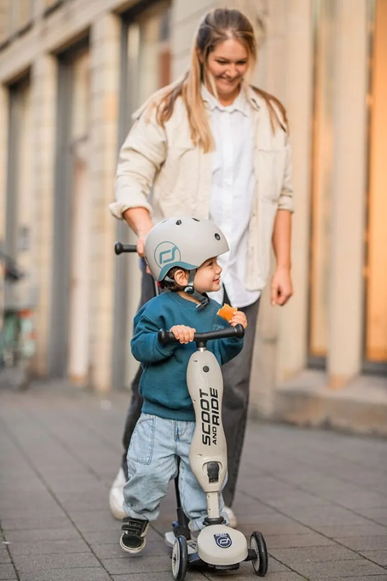 Scoot & Ride, Highwaykick 1, Push and Go, jeździk i hulajnoga z rączką do prowadzenia 2w1, Ash