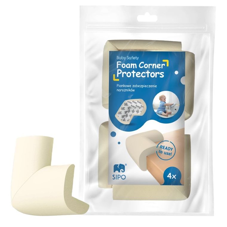 Sipo, zestaw piankowych zabezpieczeń narożników mebli, kremowe, 4 szt.